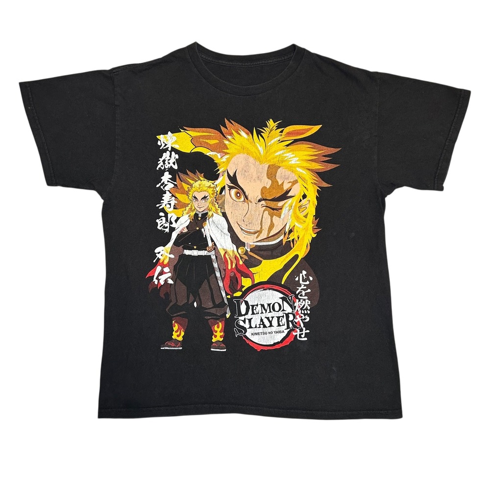 Demon Slayer Kyojuro Rengoku Anime Graphic T Shirt Black Size Small - Picture 1 of 5